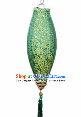 Handmade Chinese Traditional Lantern Green Silk Lanterns Ceiling Lamp New Year Lantern