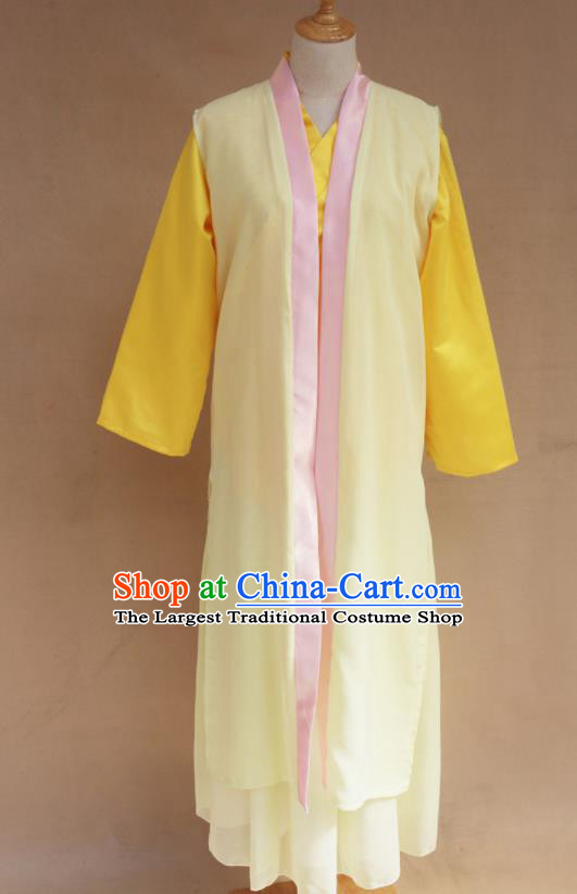 Traditional Chinese Ming Dynasty Young Lady Yellow Hanfu Dress Ancient Maidservants Costume for Women