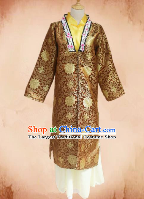 Traditional Chinese Ming Dynasty Young Mistress Brown Hanfu Dress Ancient Maidservants Costume for Women