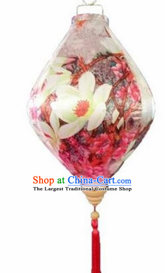 Chinese Traditional Lantern Handmade Printing Mangnolia Lanterns Ceiling Lamp New Year Lantern