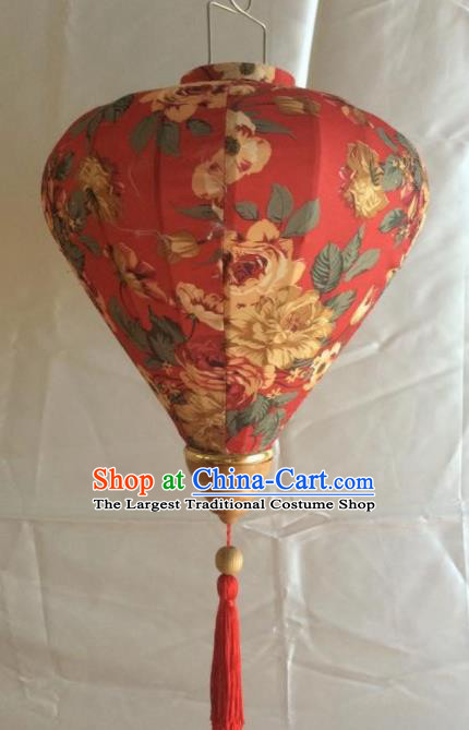 Chinese Traditional New Year Lantern Handmade Printing Red Lanterns Ceiling Lamp