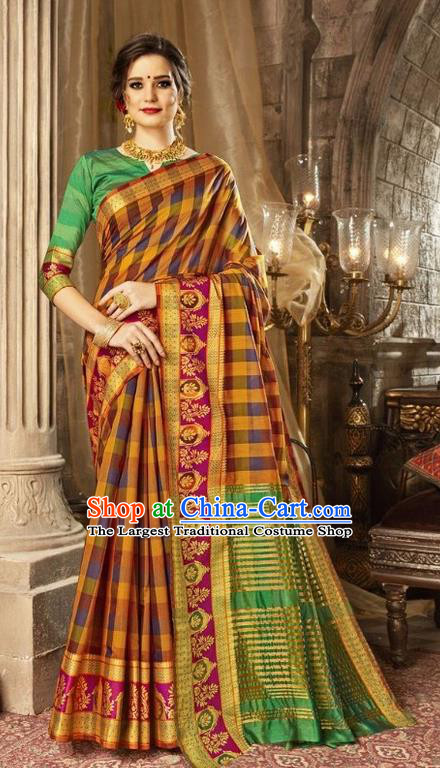 Asian India Traditional Bollywood Queen Golden Sari Dress Indian Court Costume for Women