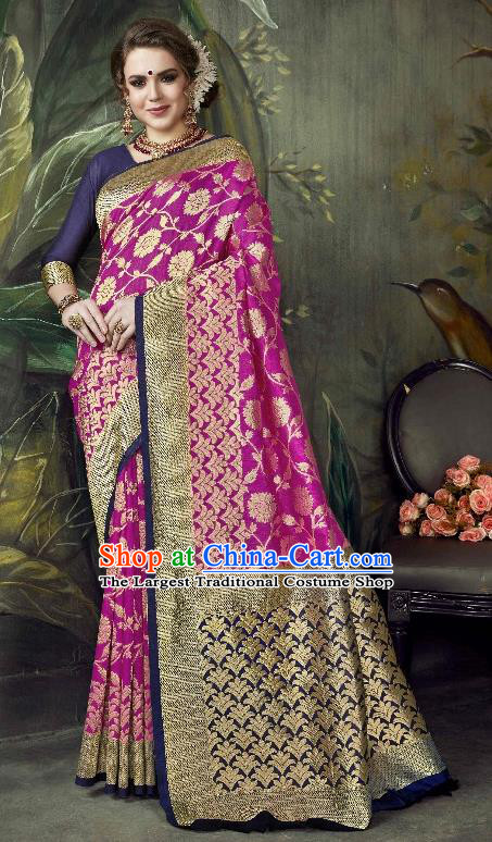 Asian India Traditional Bollywood Rosy Sari Dress Indian Court Queen Costume for Women