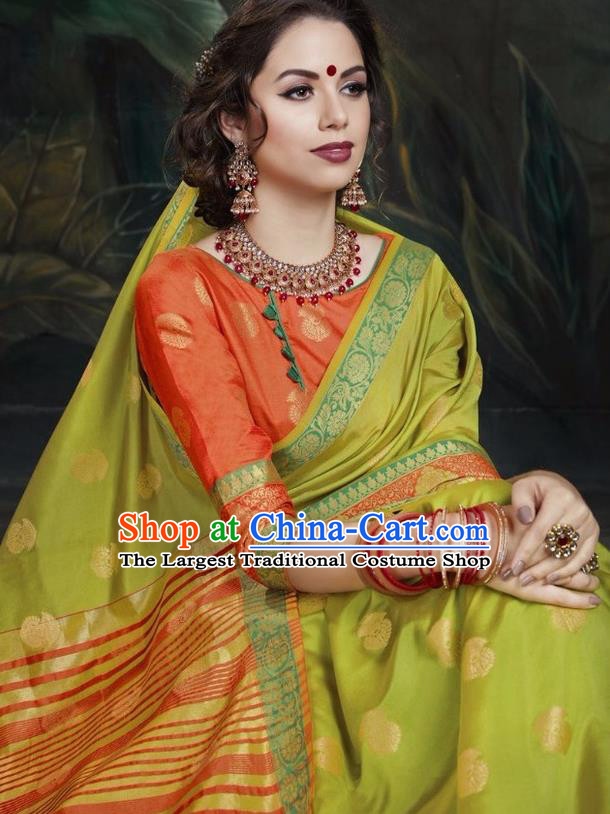 Asian India Traditional Bollywood Green Sari Dress Indian Court Queen Costume for Women
