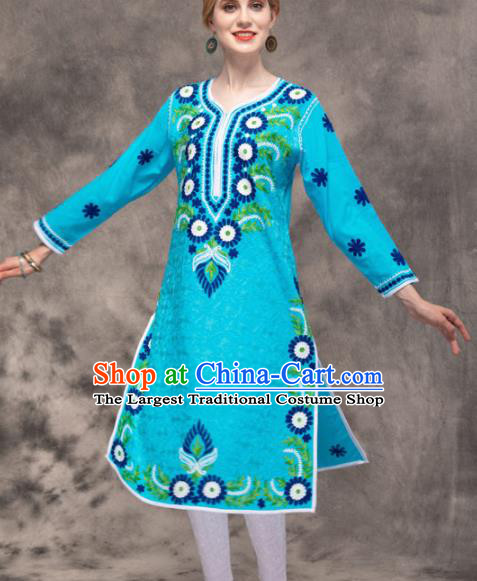 South Asian India Traditional Yoga Costumes Asia Indian National Punjabi Blouse and Pants for Women