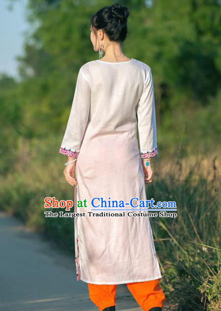 Asian India Traditional Punjabi Costumes South Asia Indian National White Blouse and Pants for Women