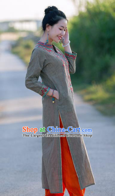 Asian India Traditional Punjabi Costumes South Asia Indian National Grey Blouse and Pants for Women