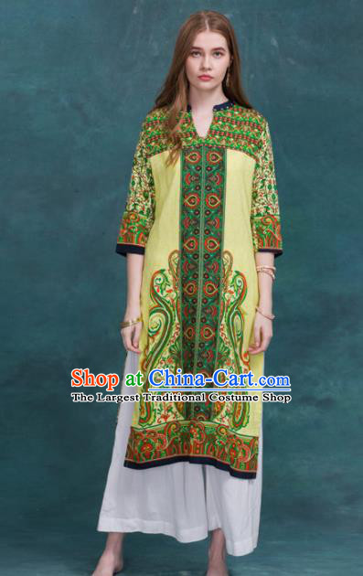 South Asian India Traditional Costume Yellow Dress Asia Indian National Punjabi Suit for Women