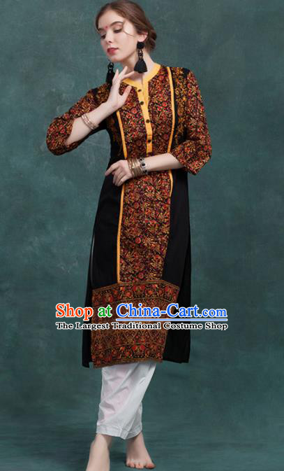 South Asian India Traditional Printing Costume Asia Indian National Punjabi Suit for Women