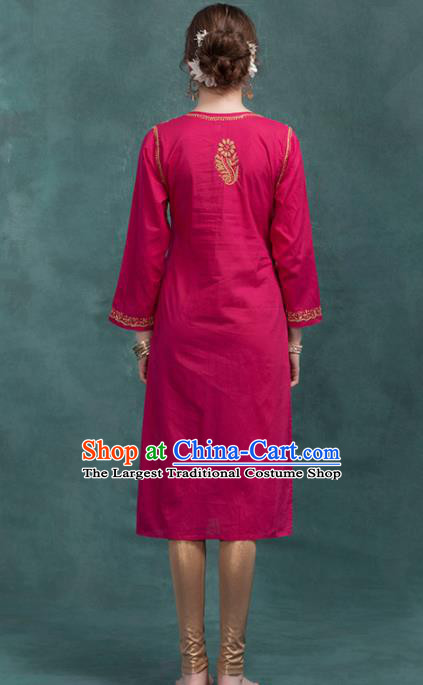 South Asian India Traditional Rosy Dress Costume Asia Indian National Punjabi Suit for Women