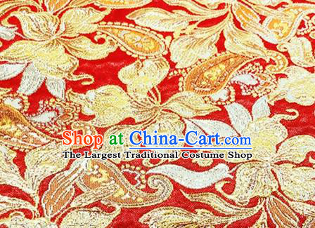 Chinese Traditional Peony Pattern Design Silk Fabric Red Brocade Tang Suit Fabric Material