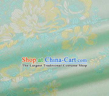 Chinese Traditional Peony Pattern Design Silk Fabric Green Brocade Tang Suit Fabric Material