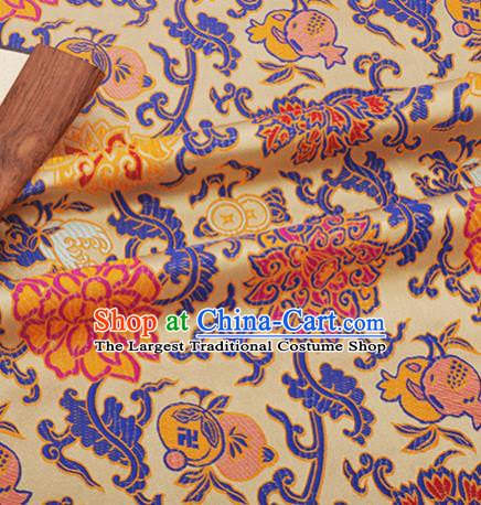 Chinese Traditional Lotus Pattern Design Silk Fabric Yellow Brocade Tang Suit Fabric Material