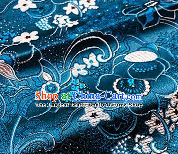 Chinese Traditional Pattern Design Peacock Blue Brocade Silk Fabric Tang Suit Fabric Material