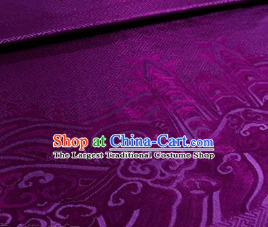 Chinese Traditional Pattern Design Purple Brocade Hanfu Silk Fabric Tang Suit Fabric Material