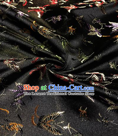Chinese Traditional Butterfly Pattern Design Black Brocade Hanfu Silk Fabric Tang Suit Fabric Material