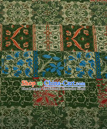 Chinese Traditional Hanfu Silk Fabric Pattern Design Green Brocade Tang Suit Fabric Material