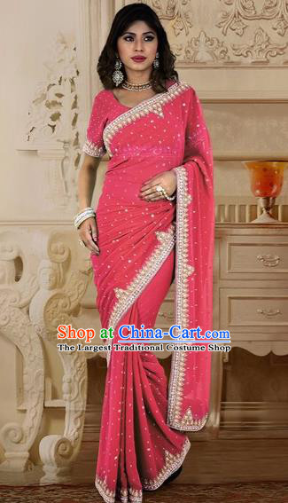 Indian Traditional Bollywood Court Pink Sari Dress Asian India Royal Princess Costume for Women
