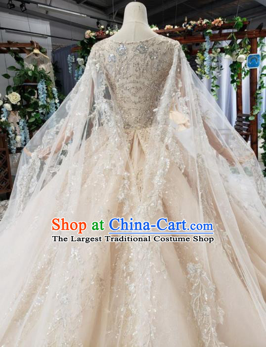 Top Grade Customize Bride Champagne Full Dress Court Princess Wedding Costume for Women