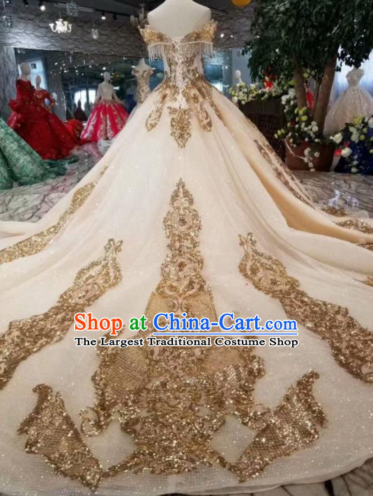 Customize Handmade Wedding Princess Embroidered Mullet Dress Court Bride Costume for Women