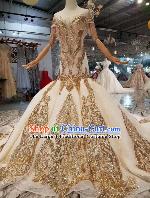Customize Handmade Princess Embroidered Fishtail Mullet Dress Wedding Court Bride Costume for Women