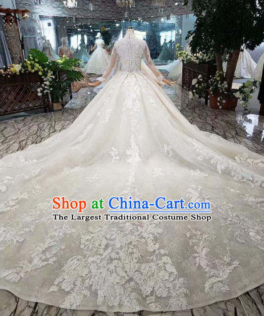 Handmade Customize Princess Lace Wedding Mullet Dress Court Bride Embroidered Costume for Women