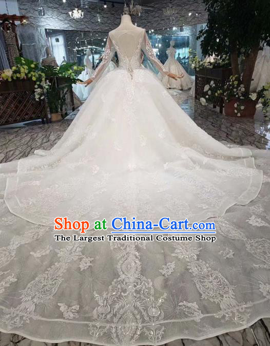 Handmade Customize Princess White Lace Wedding Mullet Dress Court Bride Embroidered Costume for Women