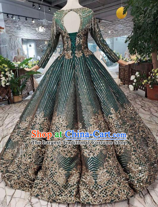 Customize Embroidered Atrovirens Full Dress Top Grade Court Princess Waltz Dance Costume for Women
