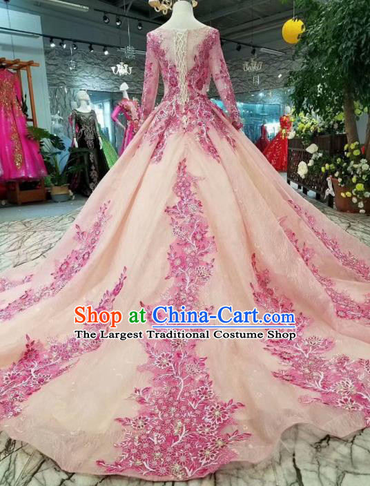 Top Grade Customize Pink Full Dress Court Princess Waltz Dance Costume for Women