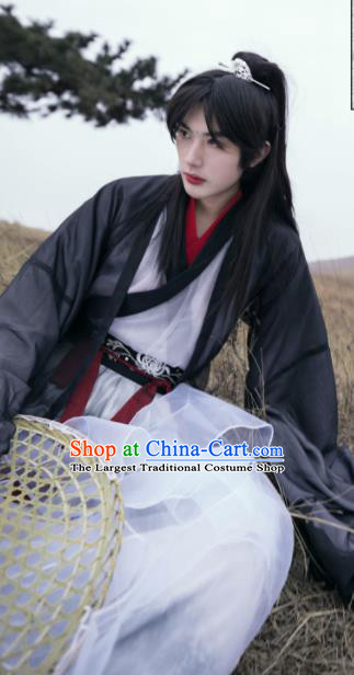 Asian Chinese Jin Dynasty Nobility Childe Historical Costume Ancient Scholar Traditional Hanfu Clothing for Men