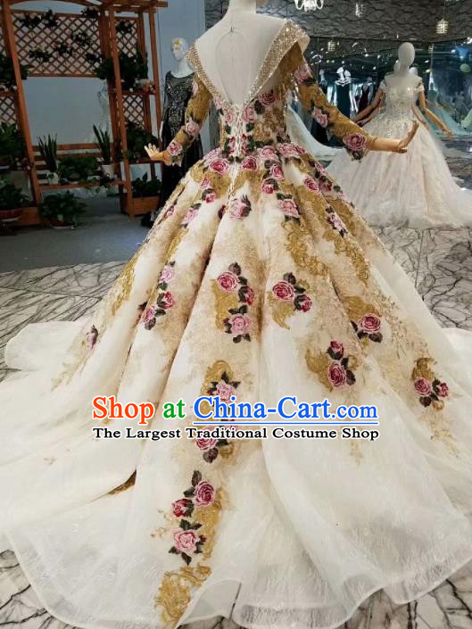 Top Grade Customize Modern Fancywork Full Dress Court Princess Waltz Dance Costume for Women