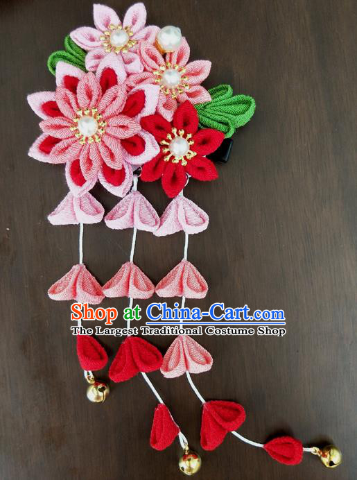 Traditional Japan Geisha Sakura Tassel Hair Claw Japanese Kimono Hair Accessories for Women