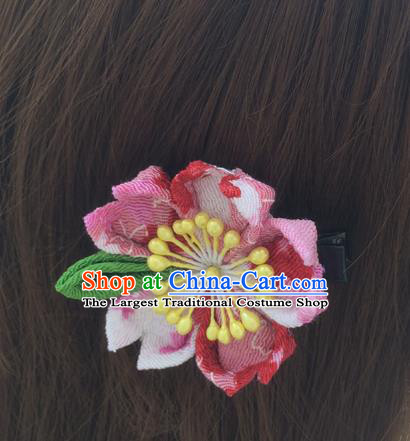 Traditional Japan Little Rosy Sakura Hair Claw Japanese Kimono Hair Accessories for Women