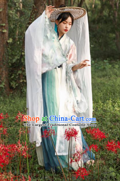 Asian Chinese Jin Dynasty Historical Costume Ancient Female Swordsman Traditional Hanfu Dress for Women