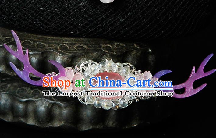 Traditional China Ancient Princess Purple Antler Hairpins Chinese Hanfu Hair Accessories for Women