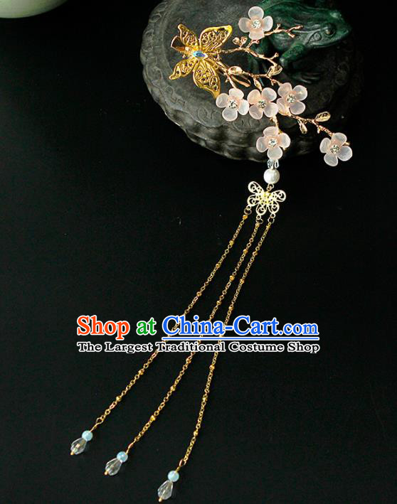 China Ancient Queen Plum Blossom Butterfly Tassel Hairpins Chinese Traditional Hanfu Hair Accessories for Women
