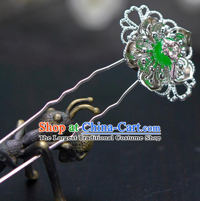 China Ancient Princess Green Bead Hairpins Chinese Traditional Hanfu Hair Accessories for Women
