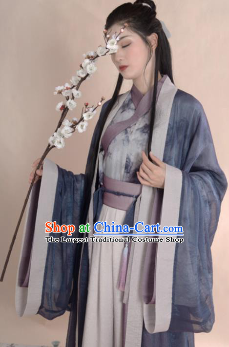 Chinese Traditional Jin Dynasty Historical Costume Ancient Swordswoman Hanfu Dress for Women