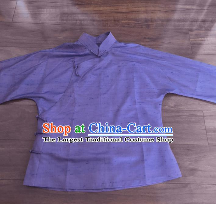 Chinese Traditional Handmade Purple Shirt National Costume Upper Outer Garment for Women