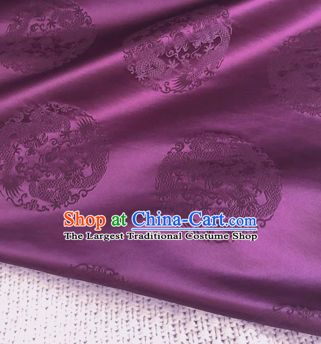 Asian Chinese Traditional Round Dragons Pattern Design Purple Brocade Fabric Silk Fabric Chinese Fabric Asian Material