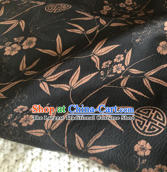 Asian Chinese Traditional Plum Bamboo Pattern Design Black Brocade Fabric Silk Fabric Chinese Fabric Asian Material