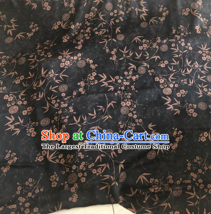 Asian Chinese Traditional Plum Bamboo Pattern Design Black Brocade Fabric Silk Fabric Chinese Fabric Asian Material