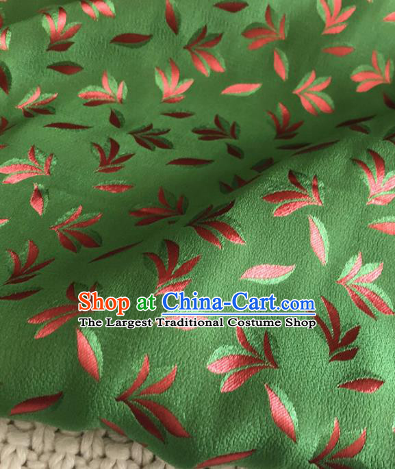 Asian Chinese Traditional Leaf Pattern Design Green Brocade Fabric Silk Fabric Chinese Fabric Asian Material