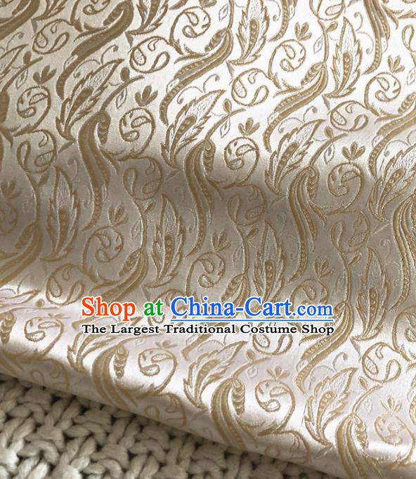 Asian Chinese Traditional Grass Pattern Design White Brocade Fabric Silk Fabric Chinese Fabric Asian Material