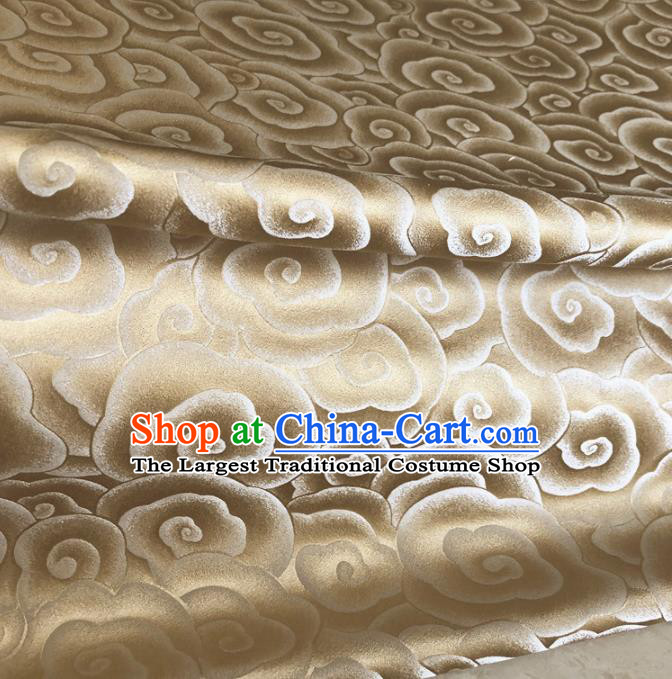 Asian Chinese Traditional Auspicious Clouds Pattern Design Golden Brocade Fabric Silk Fabric Chinese Fabric Asian Material