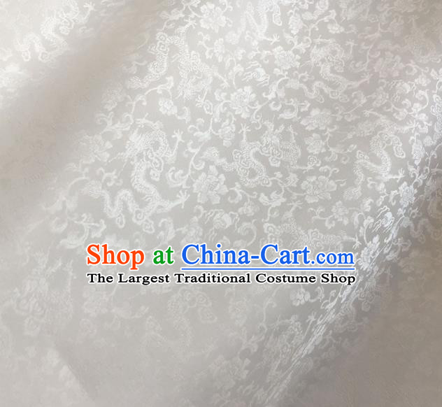 Asian Chinese Traditional Dragons Pattern Design White Brocade Fabric Silk Fabric Chinese Fabric Asian Material
