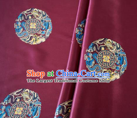 Asian Chinese Traditional Dragon Phoenix Pattern Design Wine Red Brocade Fabric Silk Fabric Chinese Fabric Asian Material