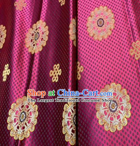 Asian Chinese Traditional Round Pattern Design Purple Brocade Fabric Silk Fabric Chinese Fabric Asian Material