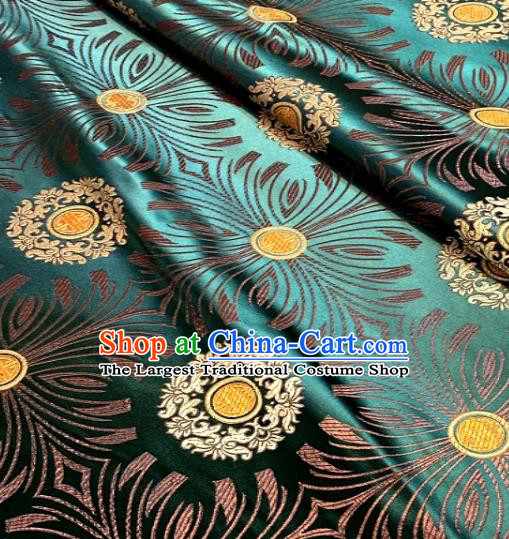 Asian Chinese Traditional Round Flowers Pattern Design Green Brocade Fabric Silk Fabric Chinese Fabric Asian Material