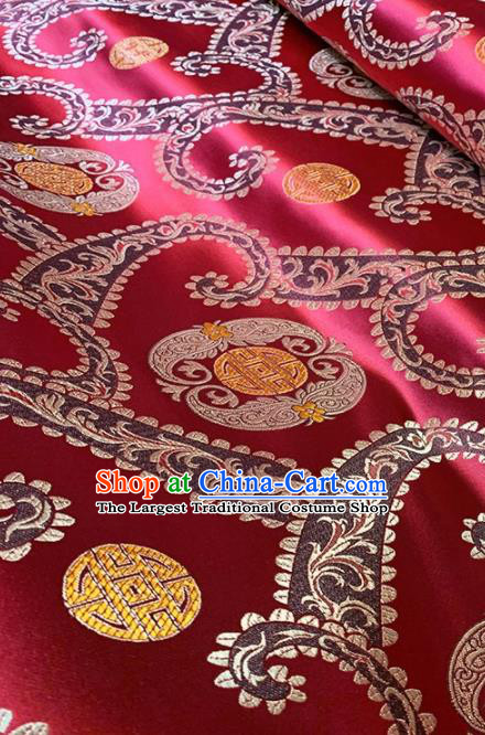 Asian Chinese Traditional Pattern Design Purplish Red Brocade Fabric Silk Fabric Chinese Fabric Asian Material